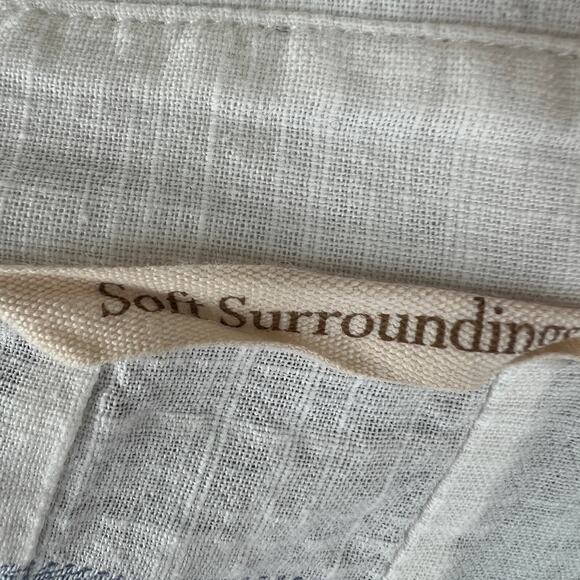 Soft Surrounding White Blue Top Cotton Striped Collared Half Placket Size XL - Picture 9 of 9